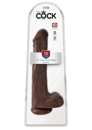 King Cock Dildo with Balls - Brown/Chocolate - 13in