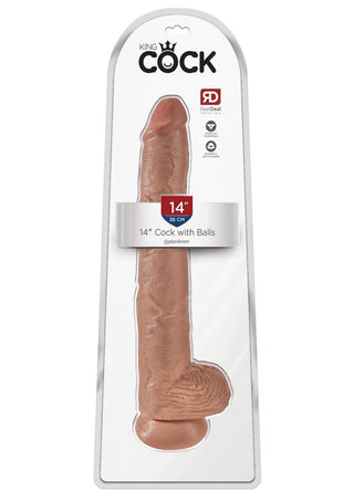 King Cock Dildo with Balls - Caramel/Tan - 14in