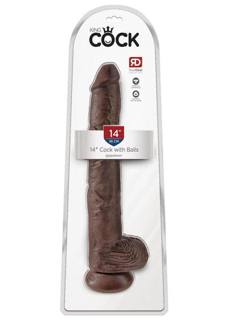 King Cock Dildo with Balls - Brown/Chocolate - 14in