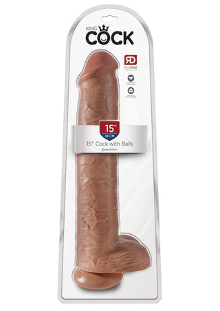 King Cock Dildo with Balls - Caramel/Tan - 15in