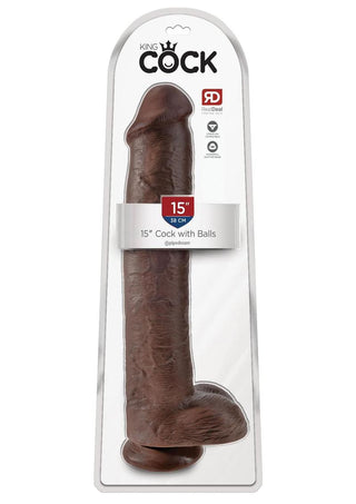 King Cock Dildo with Balls - Brown/Chocolate - 15in