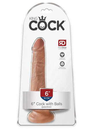 King Cock Dildo with Balls - Caramel - 6in