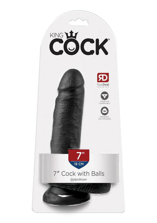 King Cock Dildo with Balls - Black - 7in