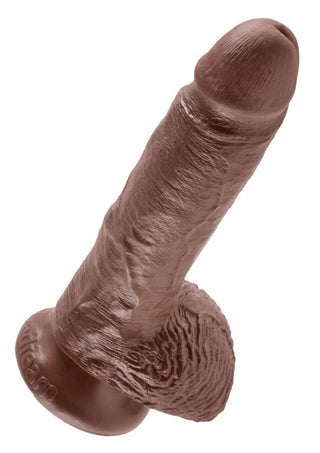 King Cock Dildo with Balls - Chocolate - 7in