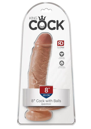 King Cock Dildo with Balls - Caramel - 8in