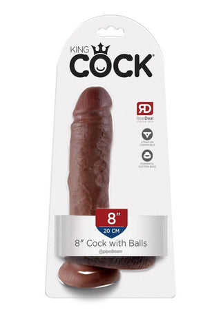 King Cock Dildo with Balls - Chocolate - 8in