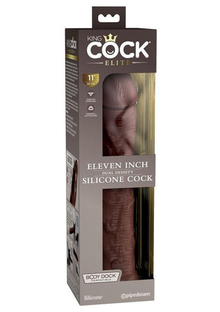 King Cock Elite Dual Density Silicone Dildo - Chocolate - 11in