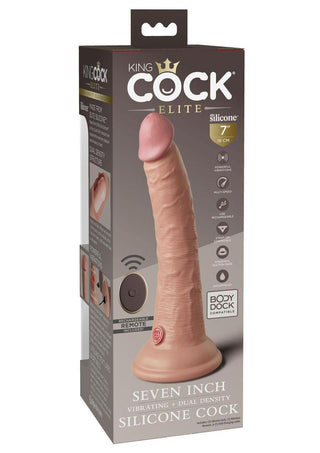 King Cock Elite Dual Density Vibrating Rechargeable Silicone Dildo with Remote Control Dildo