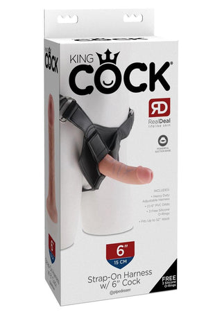 King Cock Strap-On Harness with Dildo - Flesh/Vanilla - 6in