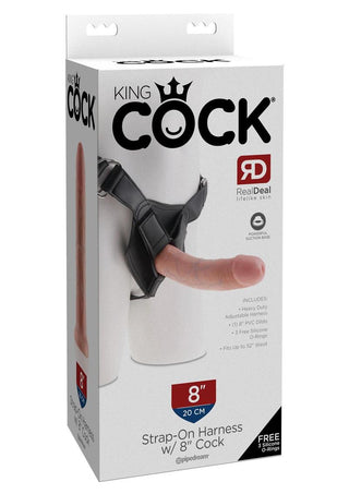 King Cock Strap-On Harness with Dildo - Flesh/Vanilla - 8in