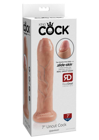 King Cock Uncut Cock Dildo - Beige/Flesh - 7in