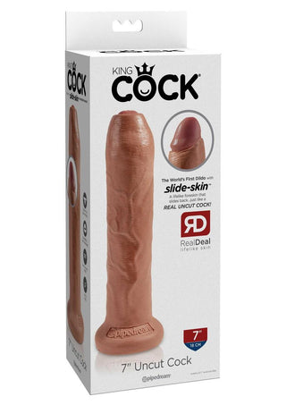 King Cock Uncut Cock Dildo - Tan - 7in