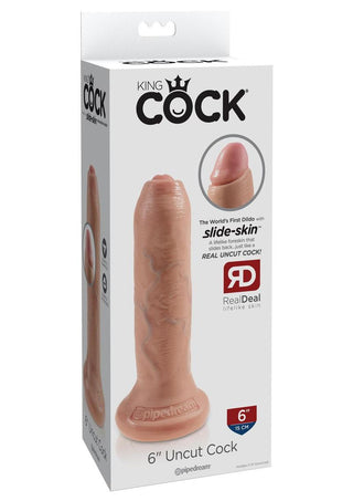 King Cock Uncut Dildo - Flesh/Vanilla - 6in