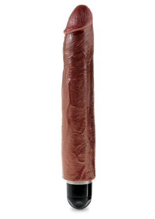 King Cock Vibrating Stiffy Dildo - Brown/Chocolate - 10in