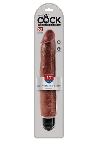 King Cock Vibrating Stiffy Dildo - Brown/Chocolate - 10in