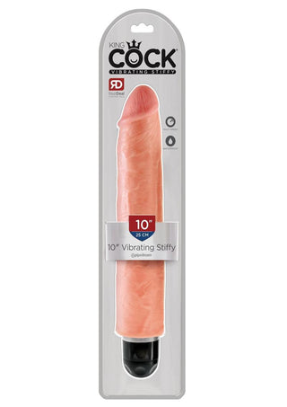 King Cock Vibrating Stiffy Dildo - Flesh/Vanilla - 10in