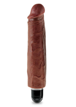 King Cock Vibrating Stiffy Dildo - Brown/Chocolate - 7in