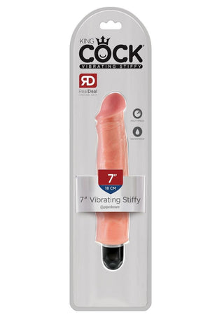 King Cock Vibrating Stiffy Dildo - Flesh/Vanilla - 7in