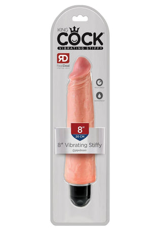 King Cock Vibrating Stiffy Dildo - Flesh/Vanilla - 8in