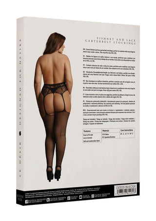 Le Desir Fishnet and Lace Garterbelt Stockings