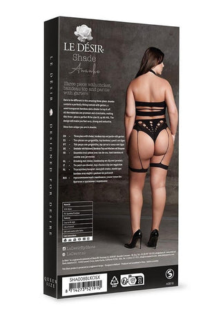 Le Desir Shade Ananke Xii Three Piece with Choker, Bandeau Top and Pantie with Garters