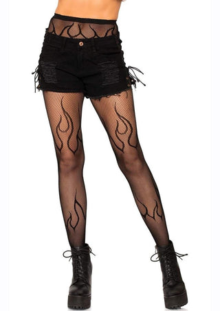 Leg Avenue Flame Net Tights - Black - One Size