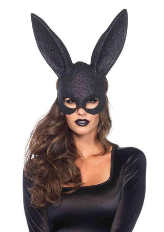 Leg Avenue Glitter Masquerade Rabbit Mask - Black - One Size