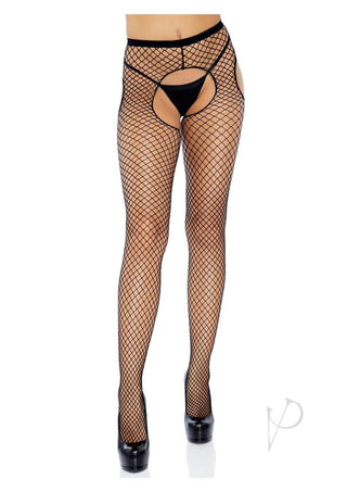 Leg Avenue Industrial Net Garterbelt Pantyhose - Black - One Size