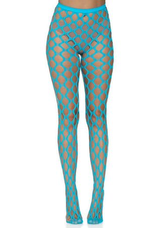 Leg Avenue Jumbo Pothole Net Tights - Blue/Neon Blue - One Size