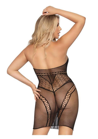 Leg Avenue Multi Net Halter Mini Dress. - Black - One Size