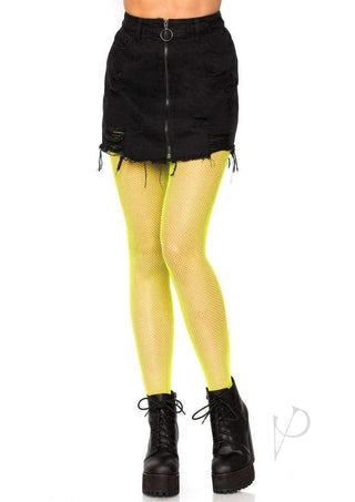 Leg Avenue Nylon Fishnet Pantyhose - Neon Yellow/Yellow - One Size