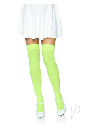 Leg Avenue Nylon Over The Knee - Green/Neon Green - One Size