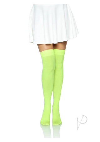 Leg Avenue Nylon Over The Knee - Green/Neon Green - One Size