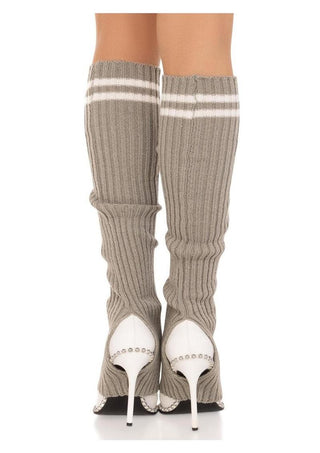 Leg Avenue Ribbed Stirrup Leg Warmers with Athletic Stripe