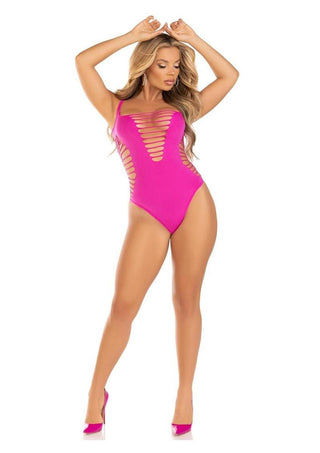 Leg Avenue Seamless Shredded Racer Back Thong Bodysuit