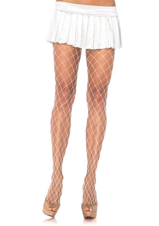 Leg Avenue Spandex Diamond Pantyhose - White - One Size