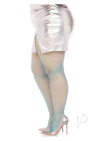 Leg Avenue Spandex Industrial Net Tights - 1x-2x - Neon Blue