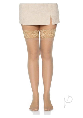 Leg Avenue Stay Up 3in Lace Top Lycra Sheer Thigh High - Nude - One Size