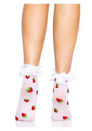 Leg Avenue Strawberry Polka Dot Ruffle Top Anklets