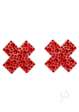 Leg Avenue X Factor Adhesive Nipple Jewel Stickers - Red - One Size