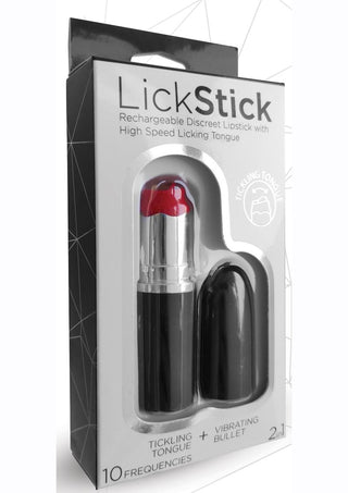 Lick Stick Lipstick Vibrator - Black/Red