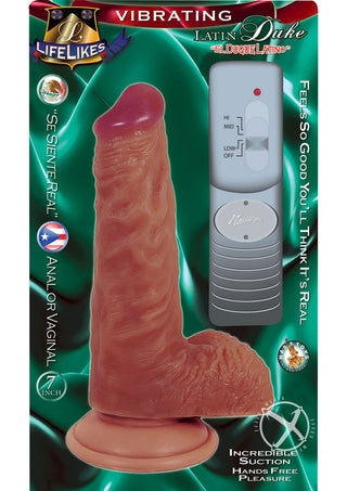 Lifelikes Vibrating Latin Duke Dildo - Caramel/Flesh - 7in