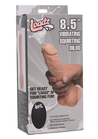 Loadz Vibrating Squirting Dildo with Remote - Vanilla/White - 8.5in