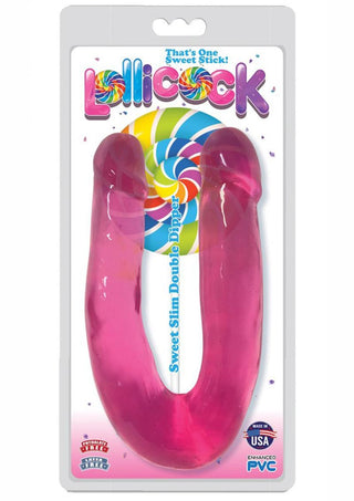 Lollicock Sweet Slim Double Dipper Double Dildo - Cherry