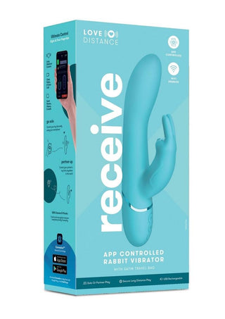 Love Distance Receive App Controlled Silicone Rechargeable Rabbit Vibrator - Teal