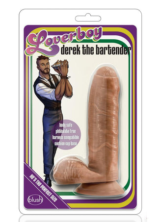 Loverboy Derek The Bartender Dildo with Balls - Caramel/Tan - 7in