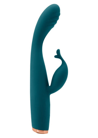 Luxe Skye Silicone Rechargeable Slim Rabbit Vibrator - Teal