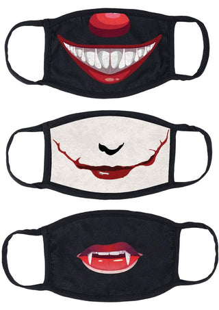 Maskerade Protective Mask (Joker/ Penny Wise/ Vampire - Black - 3 Pack