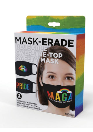 Maskerade Protective Mask Pride (Pride/ Gay Again/ Rainbow Kiss - Black - 3 Pack