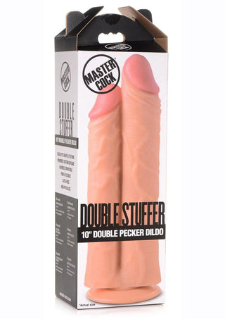 Master Cock Double Stuffer Double Pecker Dildo - Vanilla - 10in